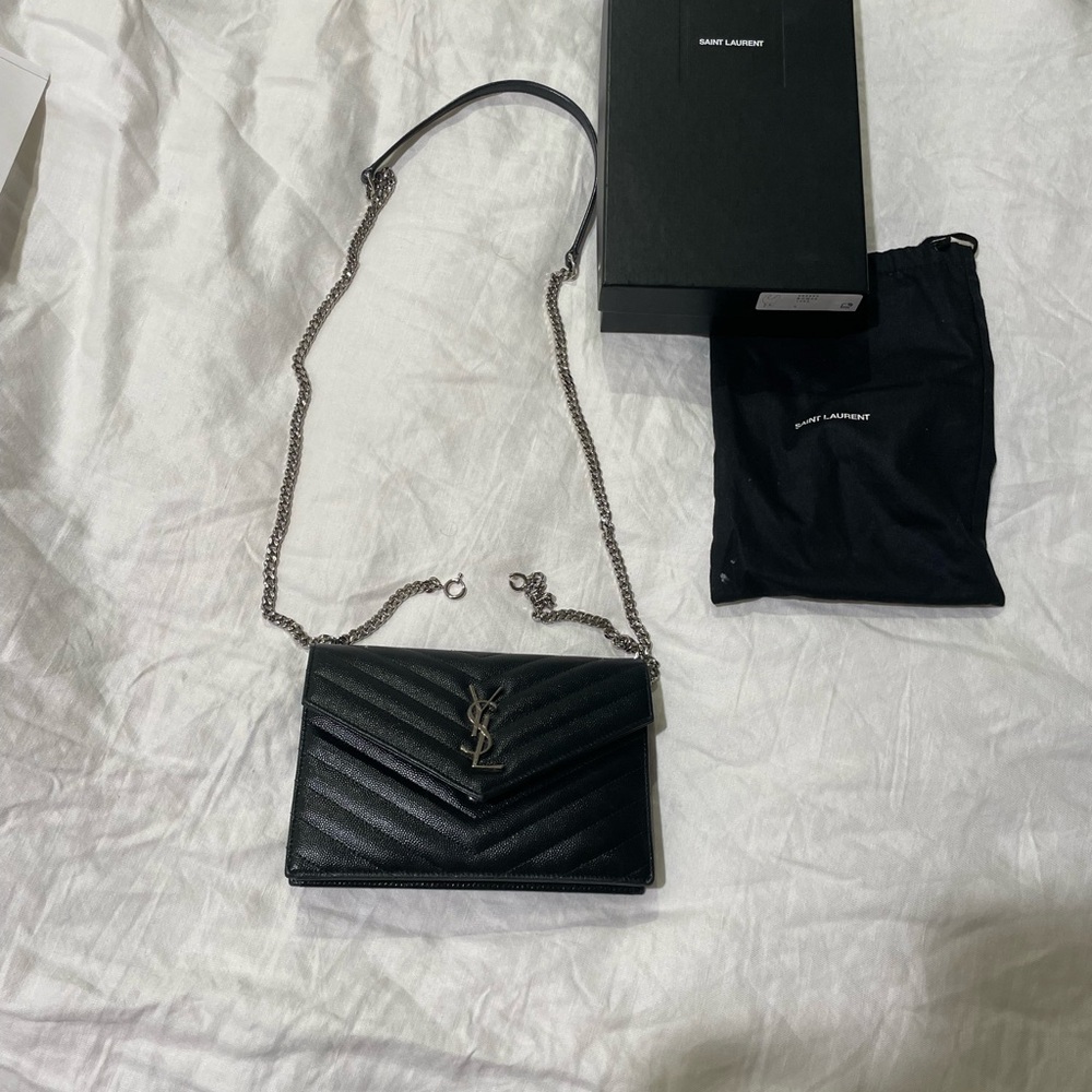 Saint Laurent Black Chevron Crossbody Bag